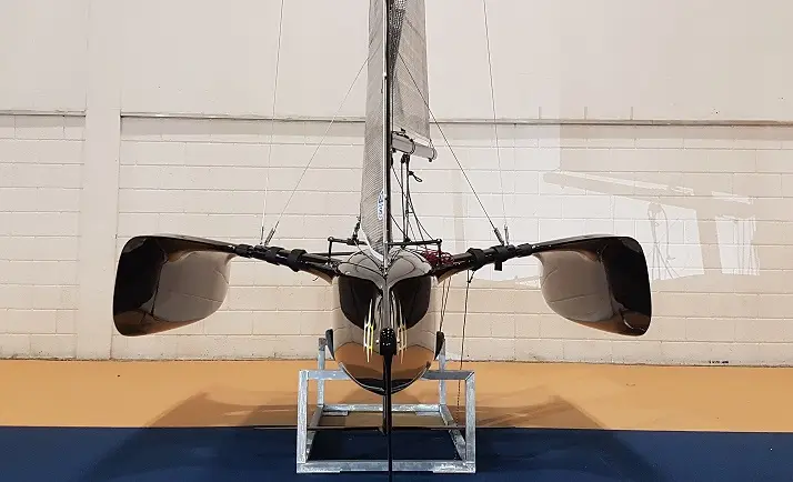 Flying Mantis debut launch london boat show foiling trimaran dinghy sailing